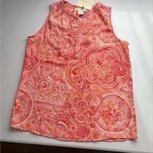 Cynthia Rowley Pink Sleeveless Tank Top with Intricate Patterns